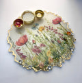 8-Inch Wildflower Resin Pooja Thali with Diya Holders | Luxury Aarti Tray - Purperellaa