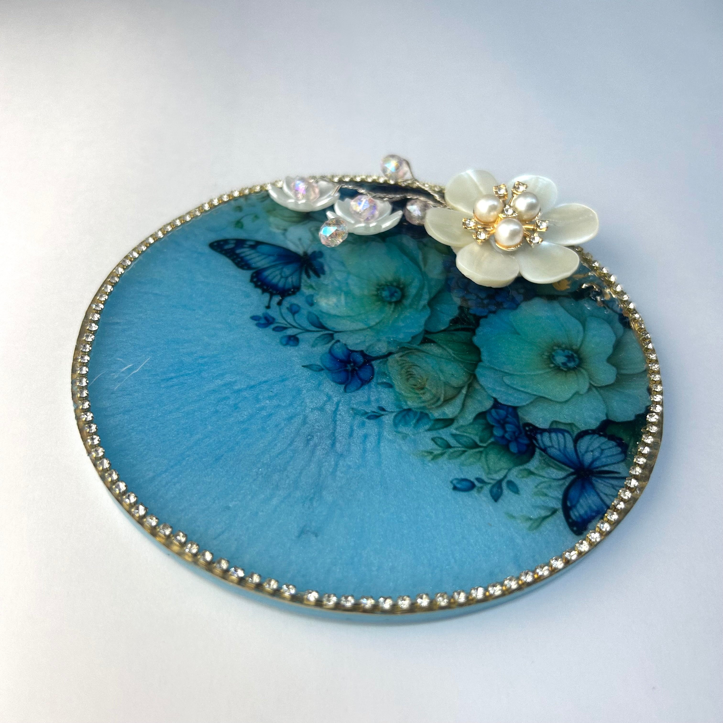 Blue Floral Coin Platter