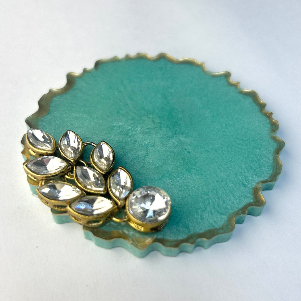 3" Mini Resin Coin Platter for Gold & Silver Gini | Compact Shagun Tray - Purperellaa