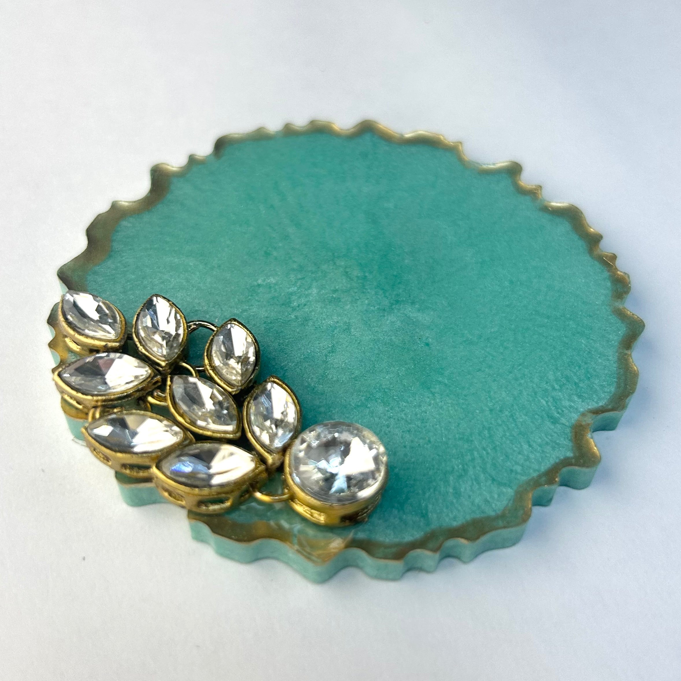 3" Mini Resin Coin Platter for Gold & Silver Gini | Compact Shagun Tray - Purperellaa