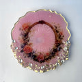 Luxury Pink Floral Resin Gini Platter | Handcrafted Crystal Studded Coin Tray by Purperellaa