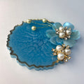 Blue Resin Gini Platter 3-Inch for Wedding Shagun | Luxury Silver Coin Gifting Tray - Purperellaa