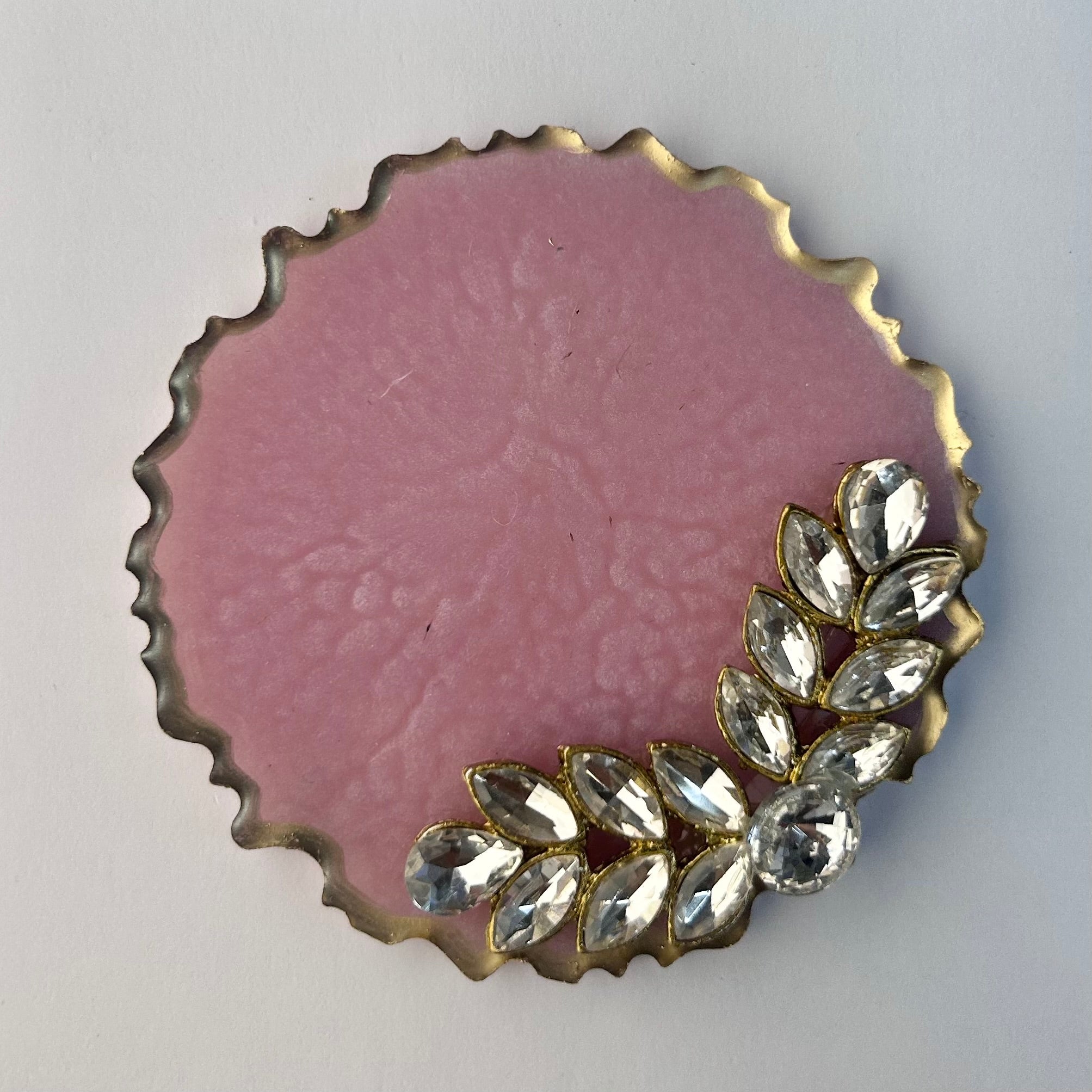 Pink Resin Gini Platter 3-Inch for Wedding Shagun | Luxury Silver Coin Gifting Tray - Purperellaa