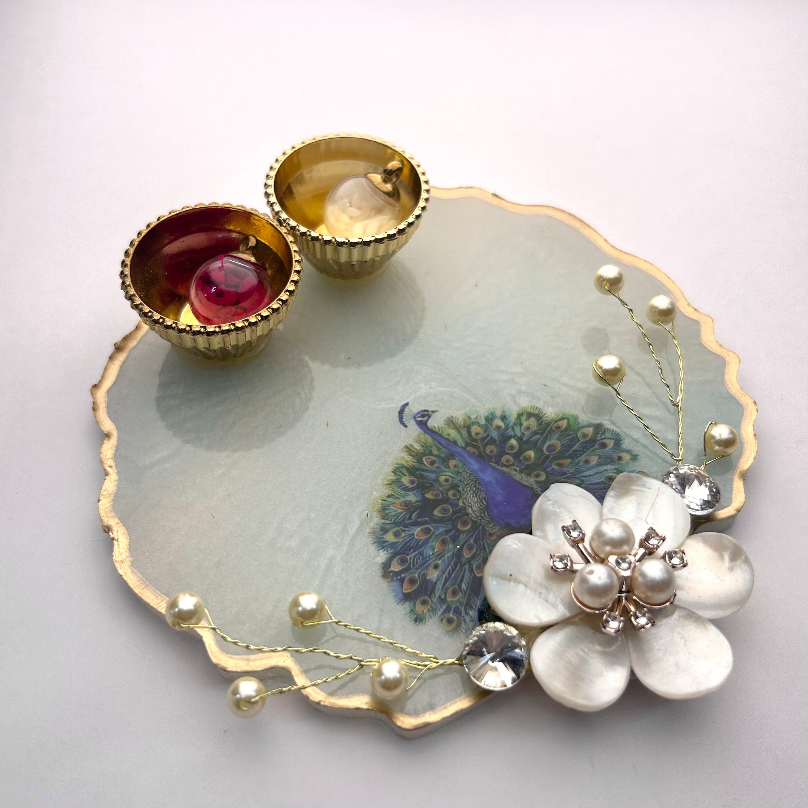 5-Inch Peacock Resin Tilak Thali