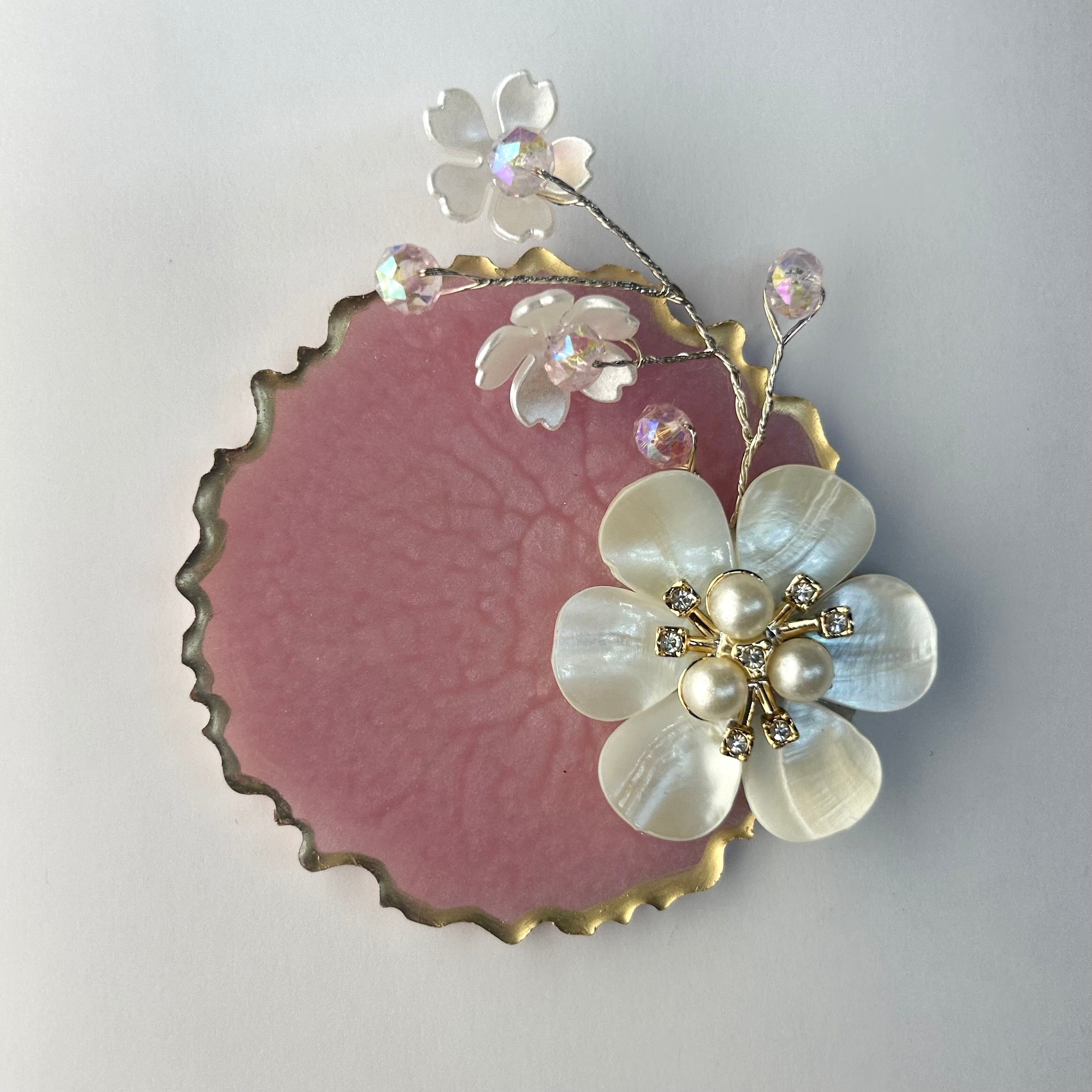 Pink Resin Gini Platter 3-Inch for Wedding Shagun | Luxury Silver Coin Gifting Tray - Purperellaa