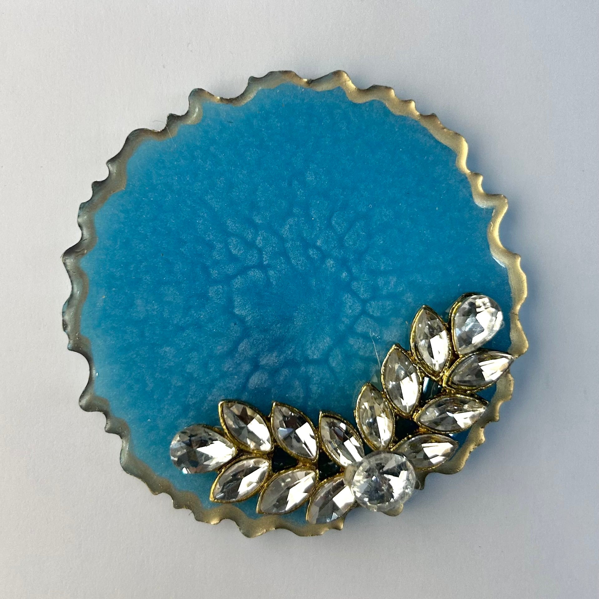 Blue Resin Gini Platter 3-Inch for Wedding Shagun | Luxury Silver Coin Gifting Tray - Purperellaa