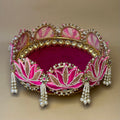 Pink Lotus Designer Pooja Thali - Handcrafted Platter for Festivals