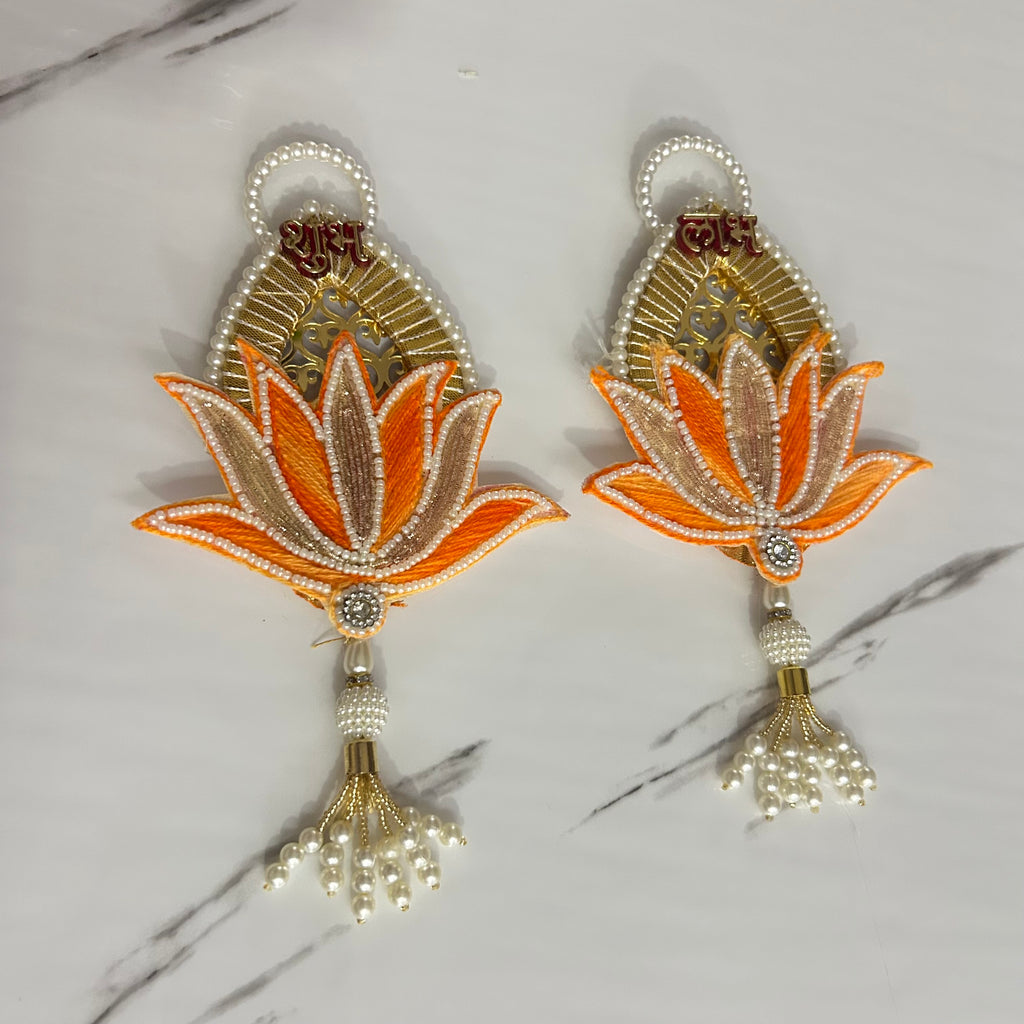 Handcrafted Shubh Labh Wall Hanging for Home Entrance - Traditional Mandir Decor & Diwali Gift