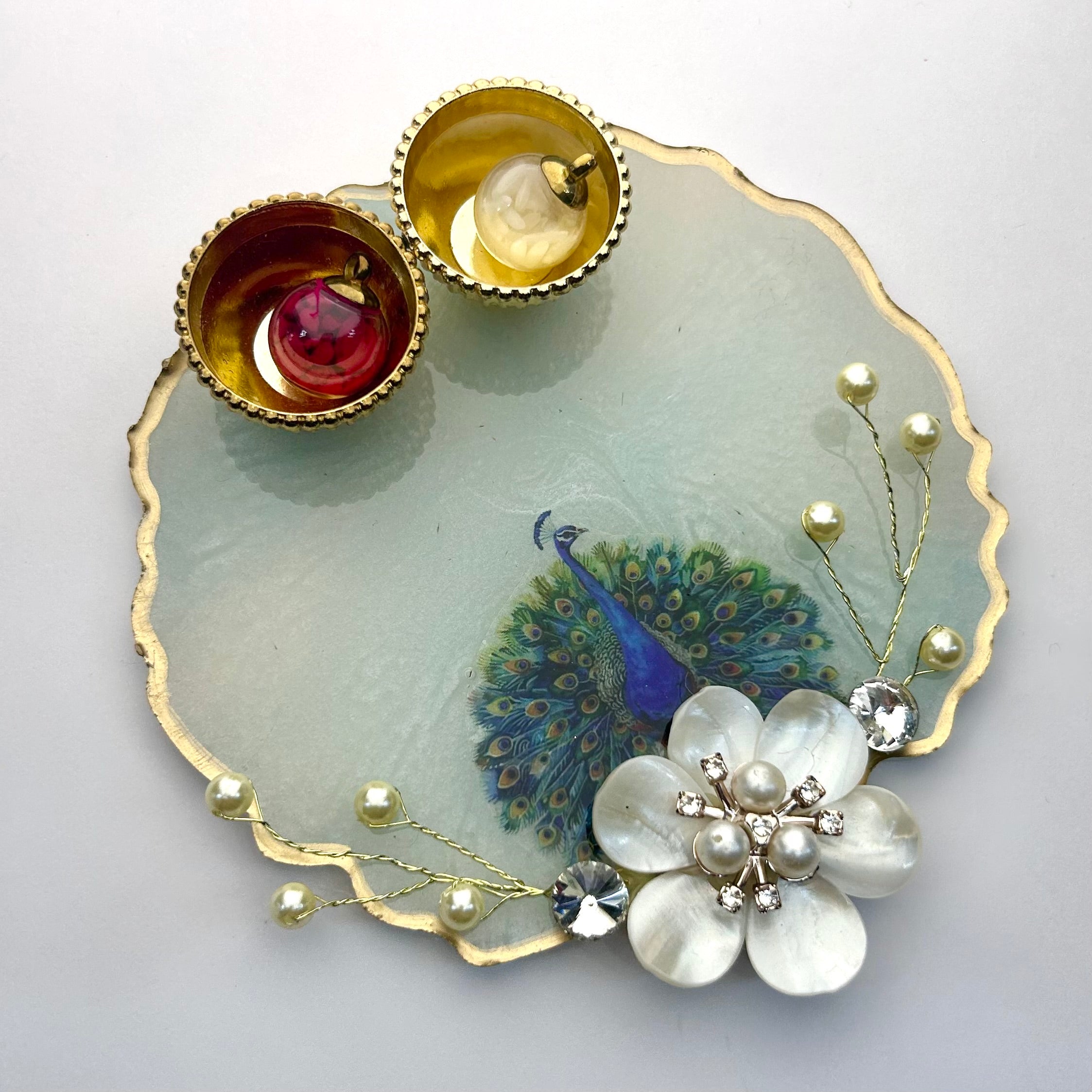 5-Inch Peacock Resin Tilak Thali
