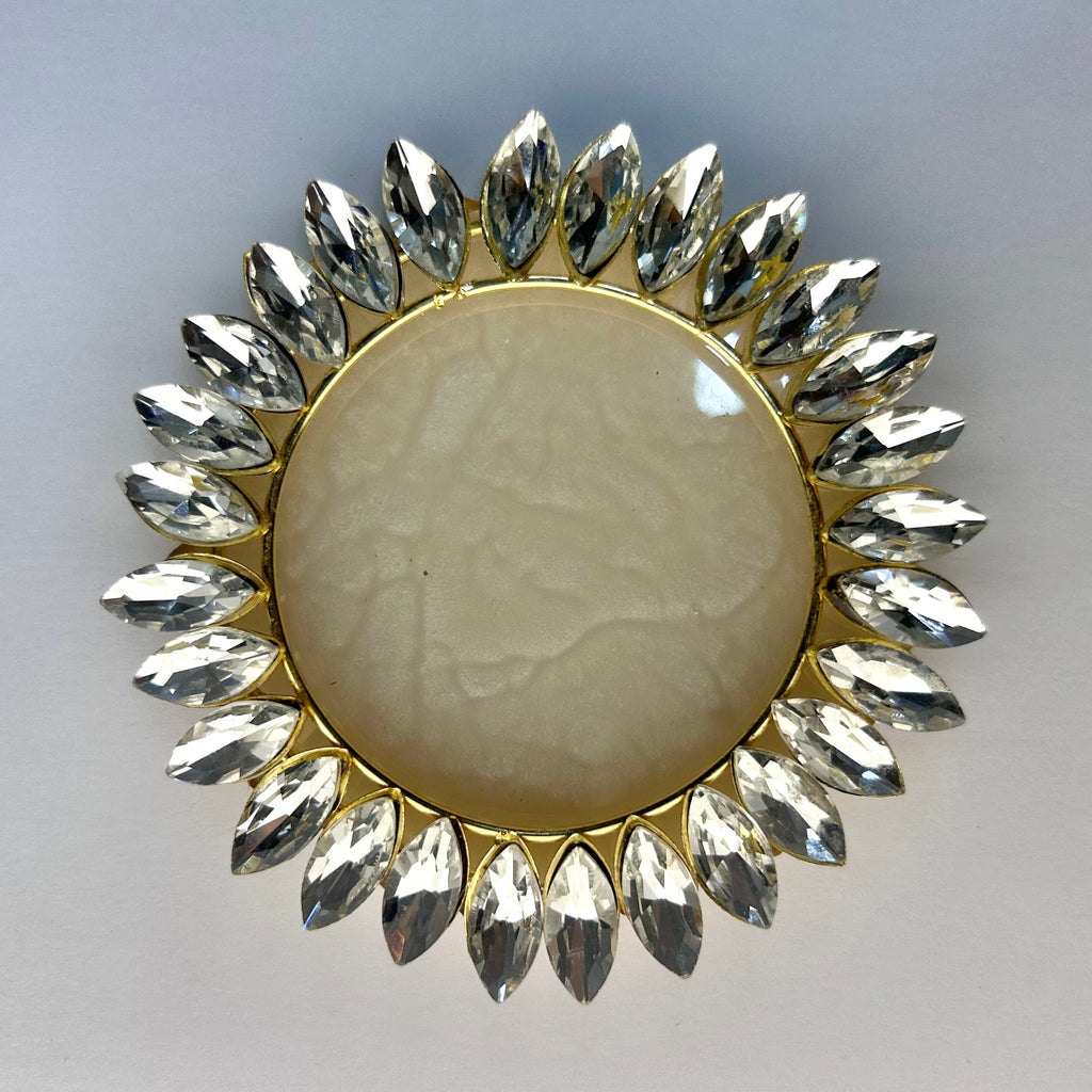Diamond Resin Gini Platter 3-Inch for Wedding Shagun | Luxury Silver Coin Gifting Tray - Purperellaa
