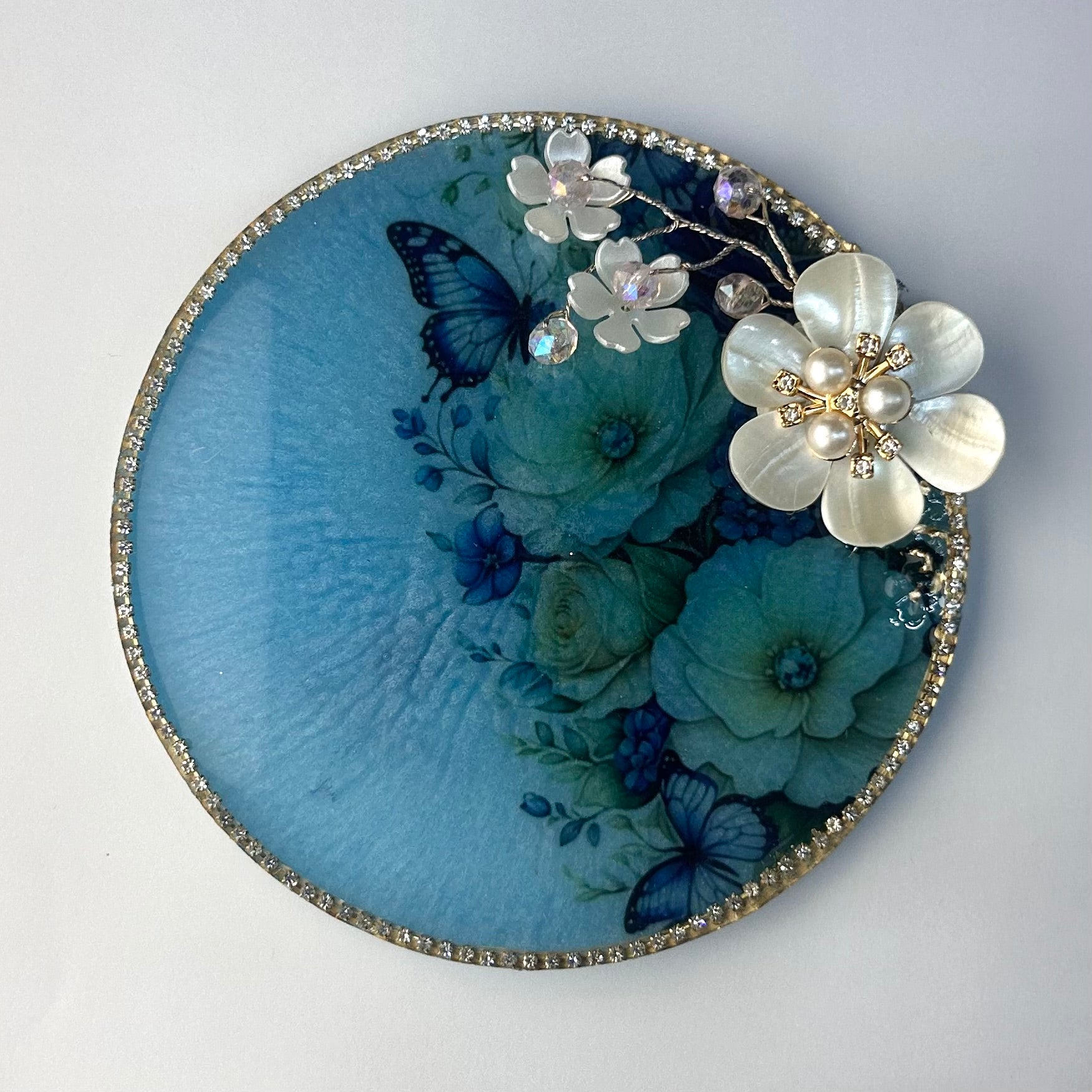 Blue Floral Coin Platter
