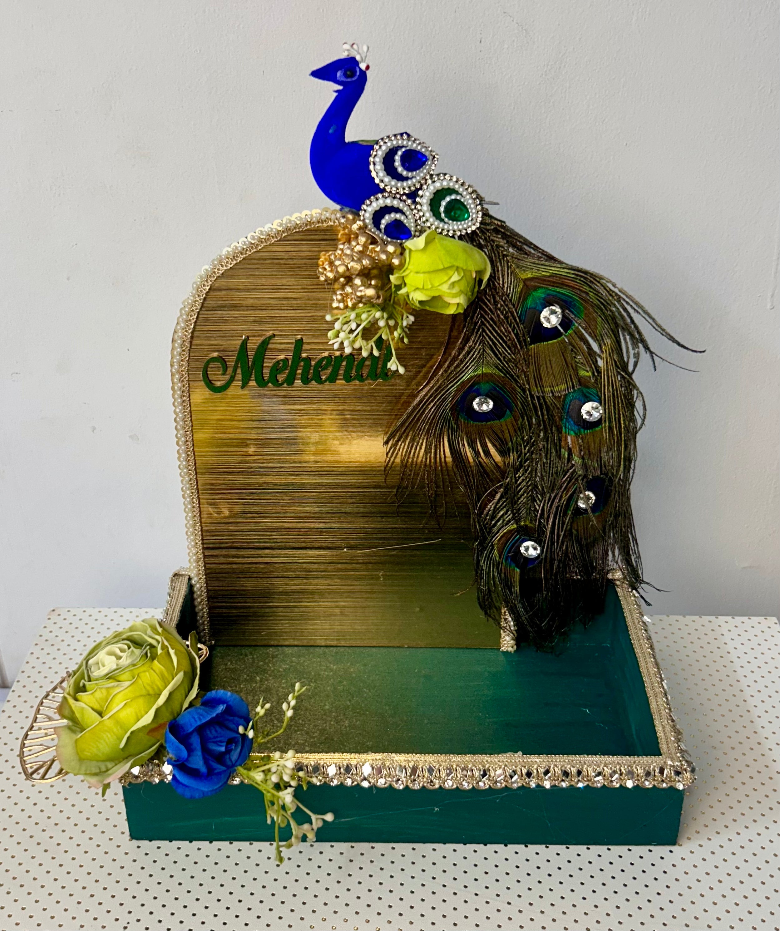 Luxury Handcrafted Mehndi Platter | Vibrant Mehndi Decor Platter  | Traditional Floral Henna Tray