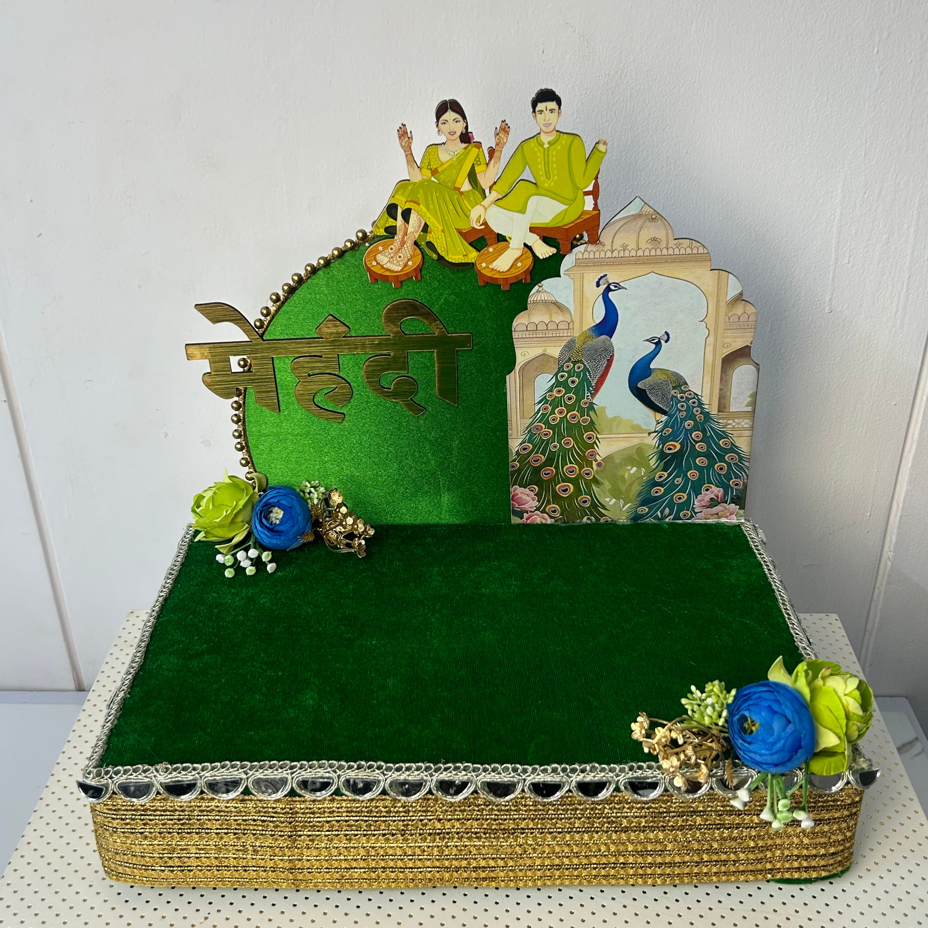 Luxury Handcrafted Mehndi Platter | Vibrant Mehndi Decor Platter  | Traditional Floral Henna Tray