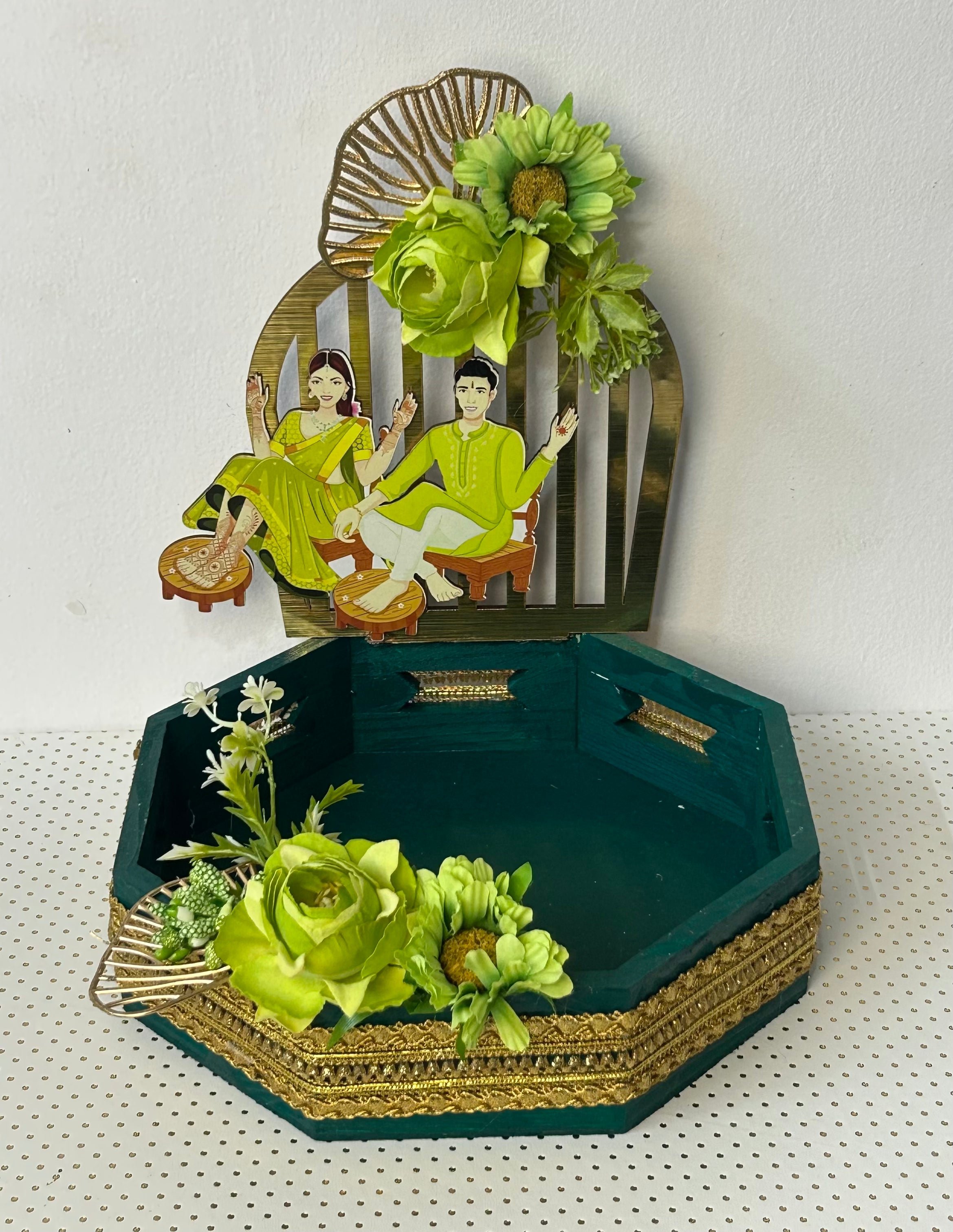 Luxury Handcrafted Mehndi Platter | Vibrant Mehndi Decor Platter  | Traditional Floral Henna Tray