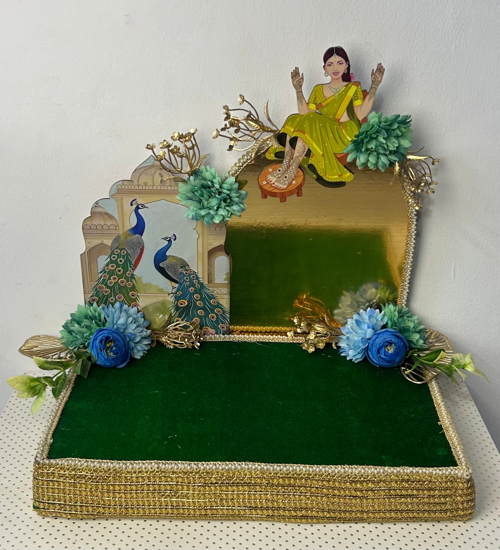 Luxury Handcrafted Mehndi Platter | Vibrant Mehndi Decor Platter  | Traditional Floral Henna Tray