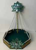 Luxury Handcrafted Mehndi Platter | Vibrant Mehndi Decor Platter  | Traditional Floral Henna Tray