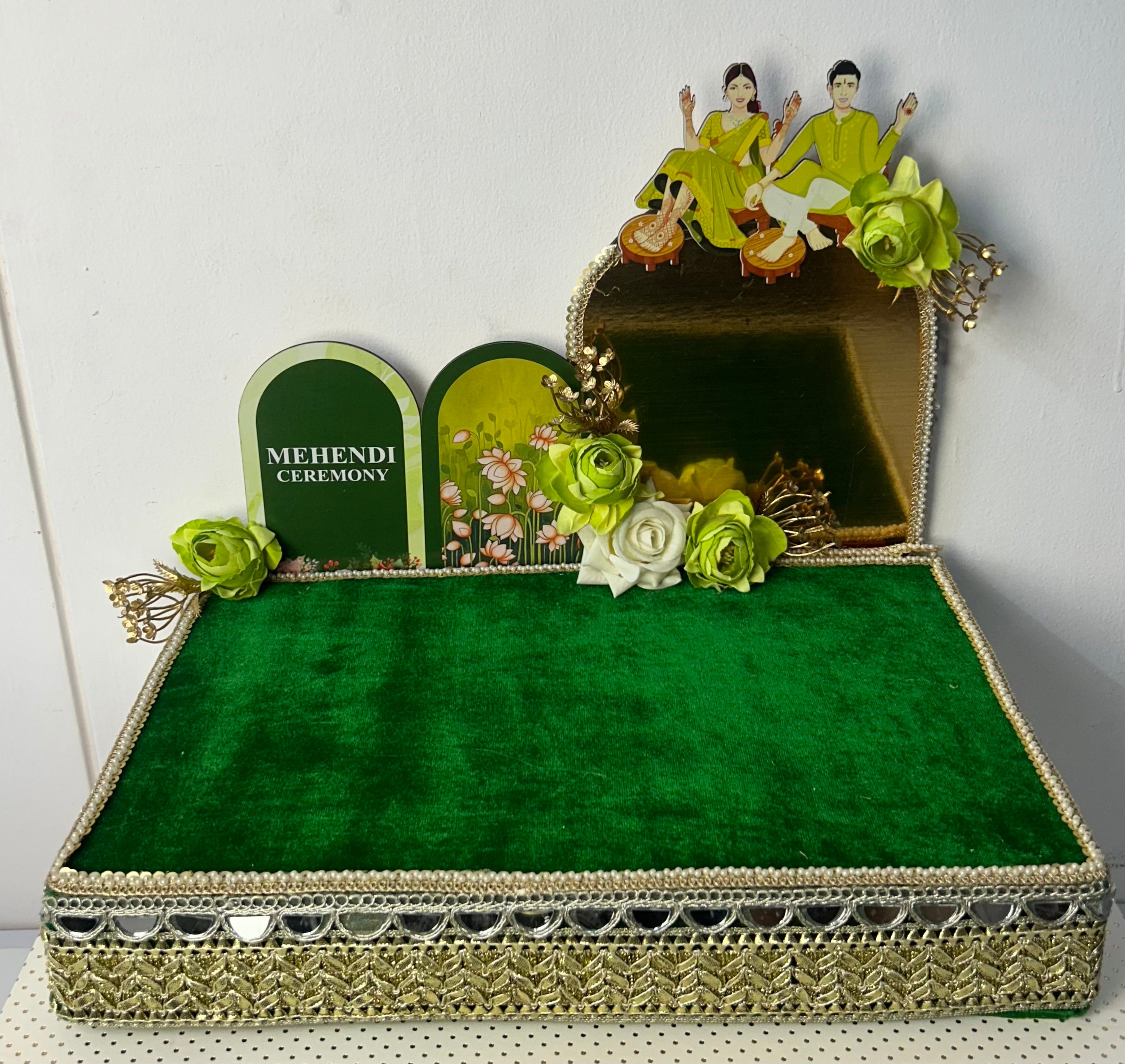 Luxury Handcrafted Mehndi Platter | Vibrant Mehndi Decor Platter  | Traditional Floral Henna Tray