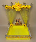 Handcrafted Haldi Platter | Vibrant Floral Yellow Haldi Platter