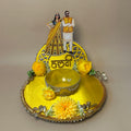 Handcrafted Haldi Platter | Vibrant Floral Yellow Haldi Platter